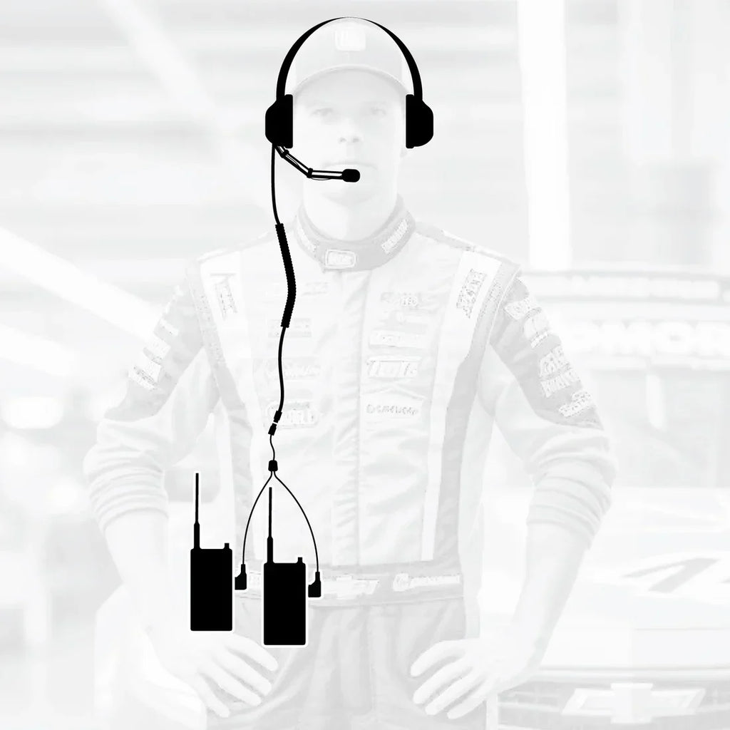 Crew Chief - H42 Spotter Headset and Rugged Handheld Radio Package - Single Radio with Nitro Bee X / RDH Digital UHF Radio / Safety Yellow