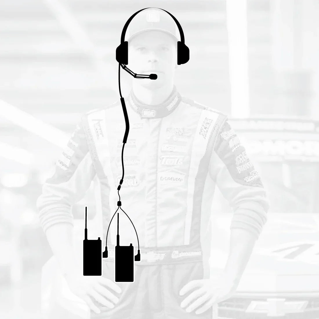 Crew Chief - H42 Spotter Headset and Rugged Handheld Radio Package - Single Radio / RDH Digital UHF Radio / Safety Yellow