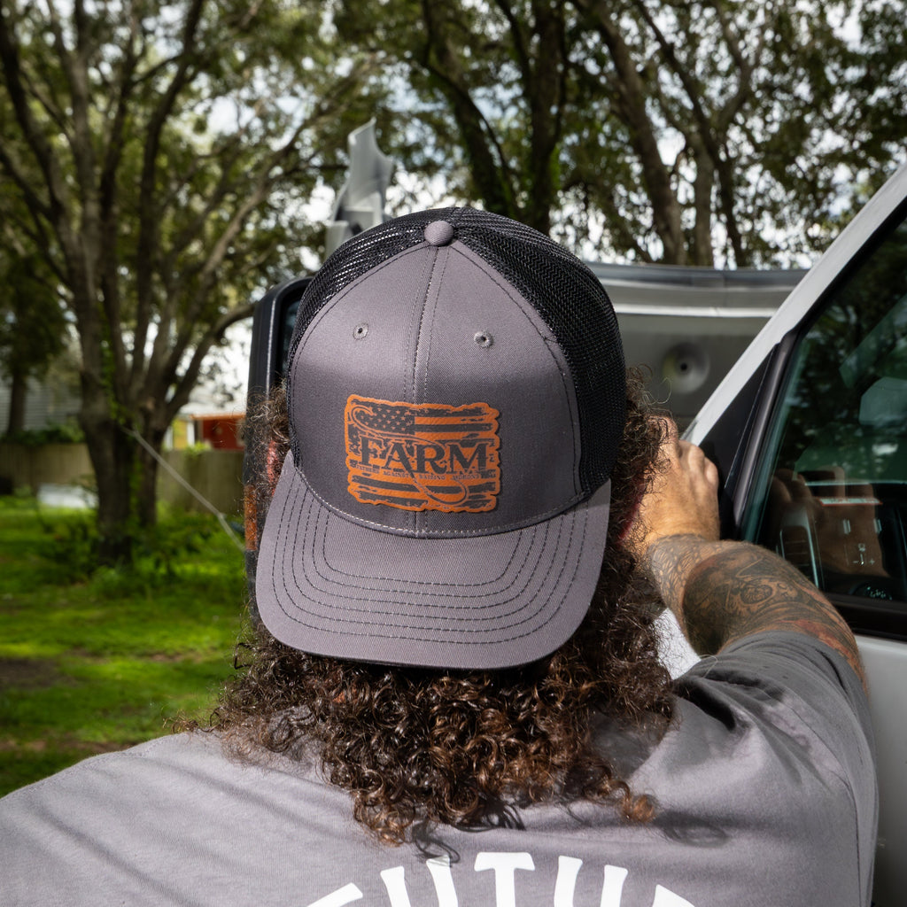 Flag Leather Patch Hat - Charcoal Grey