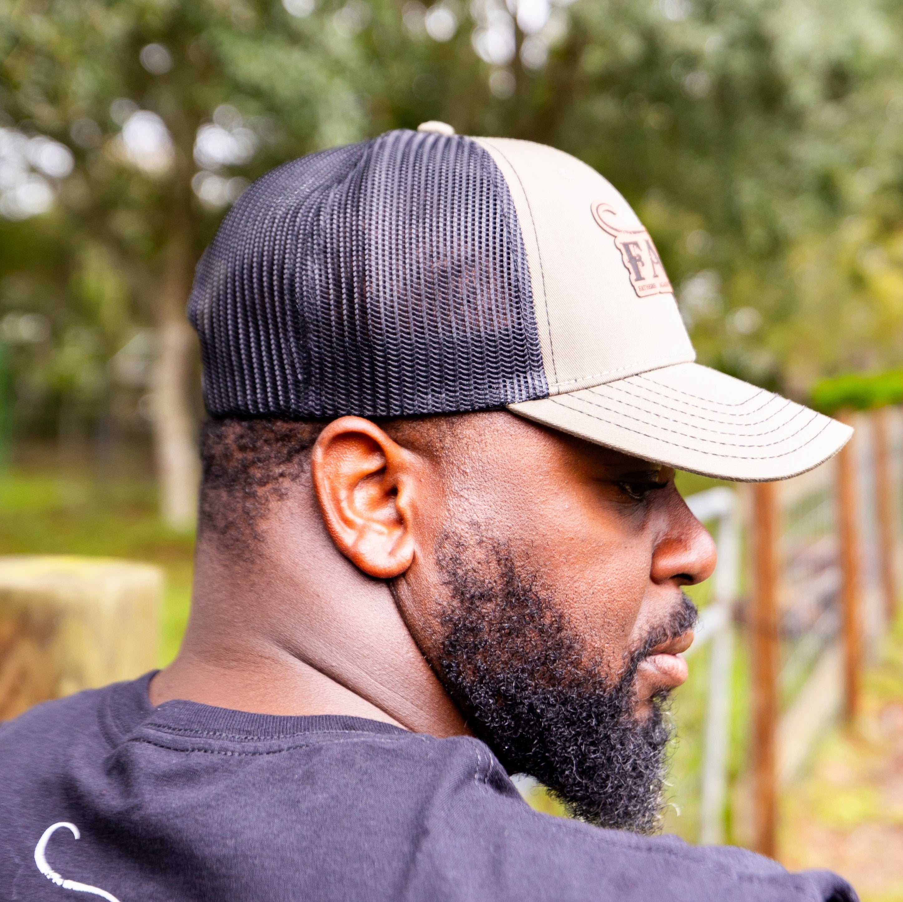 FARM Leather Patch Hat - Military Green/Black