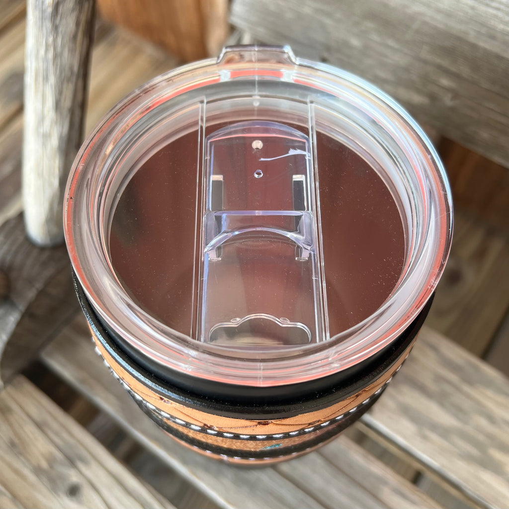 Black Tumbler with Leather Cuff