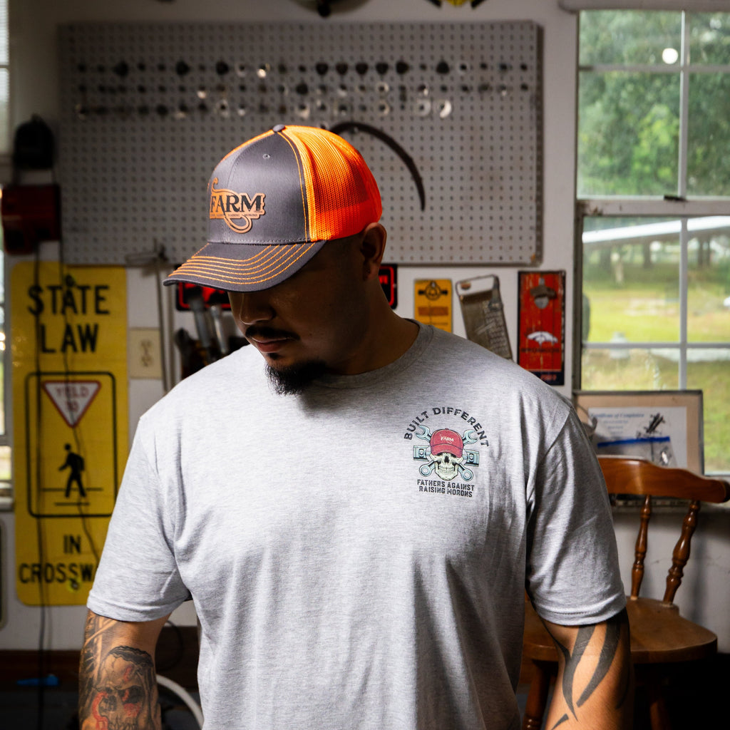 FARM Leather Patch Hat - Charcoal Grey/Safety Orange