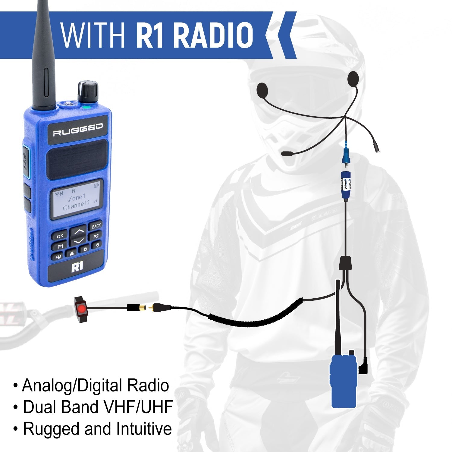 MOTO MAX Complete Motorcycle Communication Kit with Heavy-Duty OFFROAD Cables - Without Radio