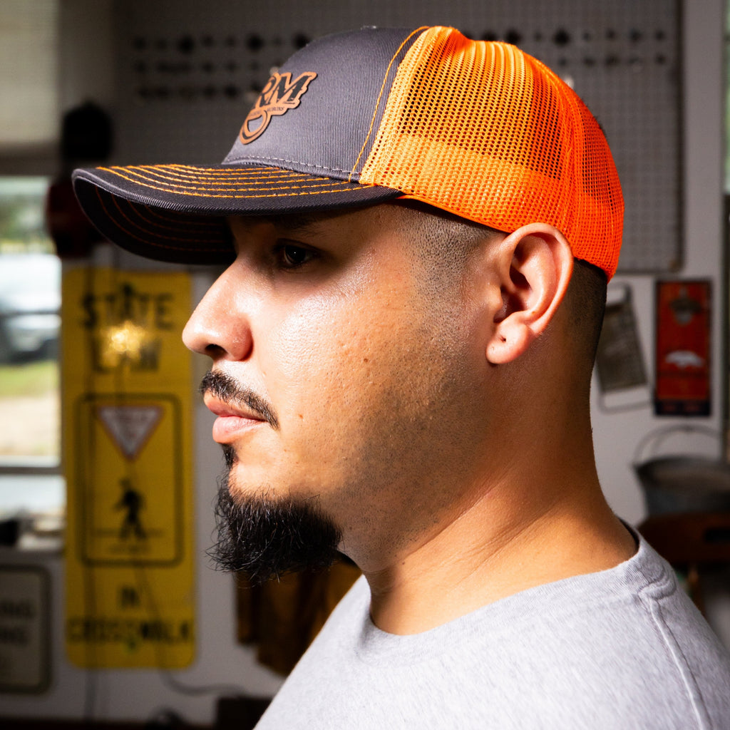 FARM Leather Patch Hat - Charcoal Grey/Safety Orange