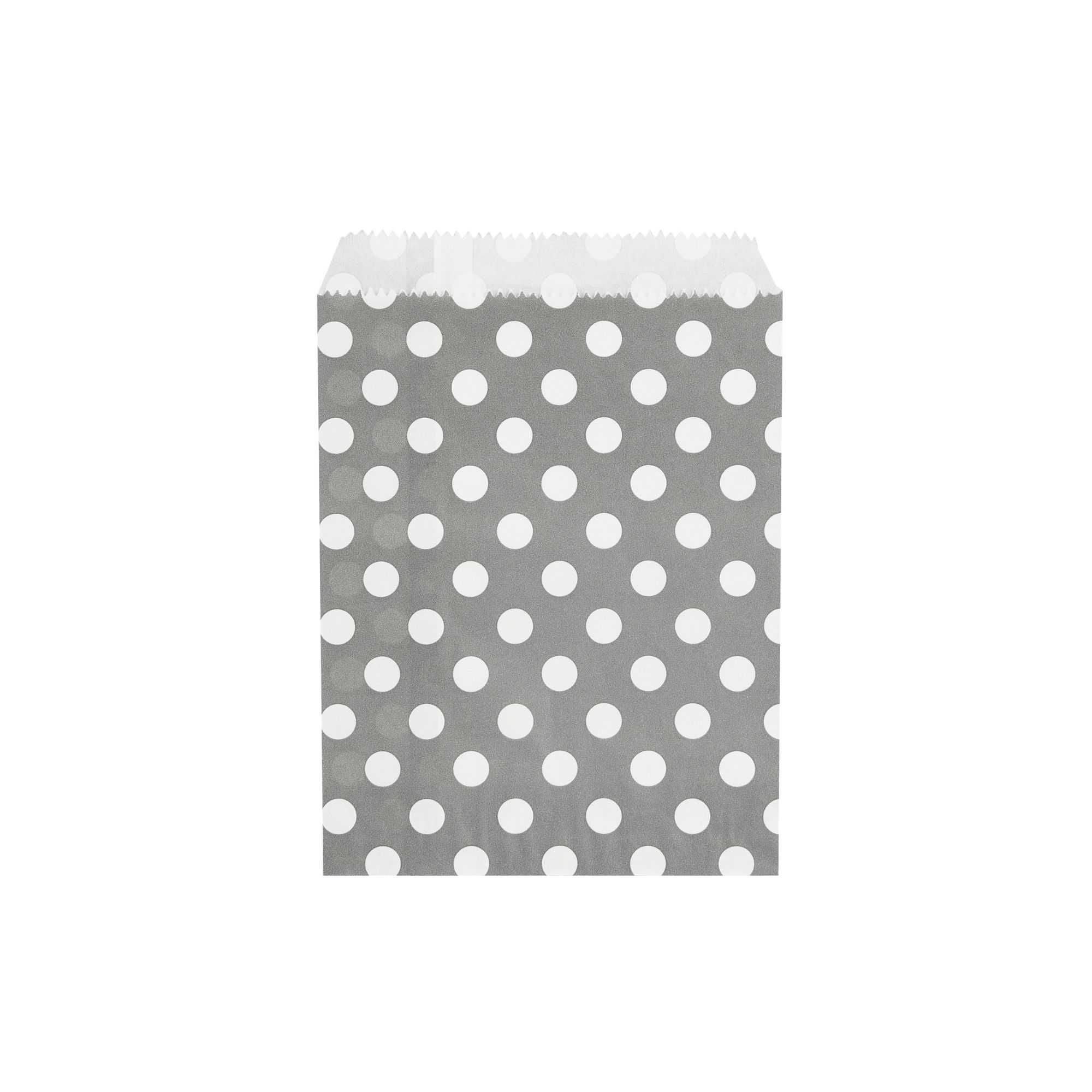 Bag Tek Rectangle Gray Paper Bag - Polka Dots - 7" x 5" - 100 count box
