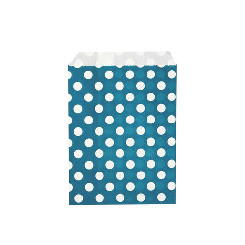 Bag Tek Rectangle Navy Blue Paper Bag - Polka Dots - 7" x 5" - 100 count box