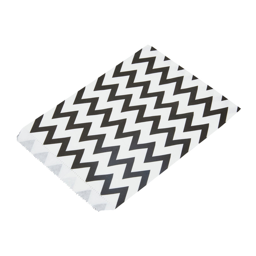 Bag Tek Rectangle Black Paper Bag - Zig Zags - 7" x 5" - 100 count box