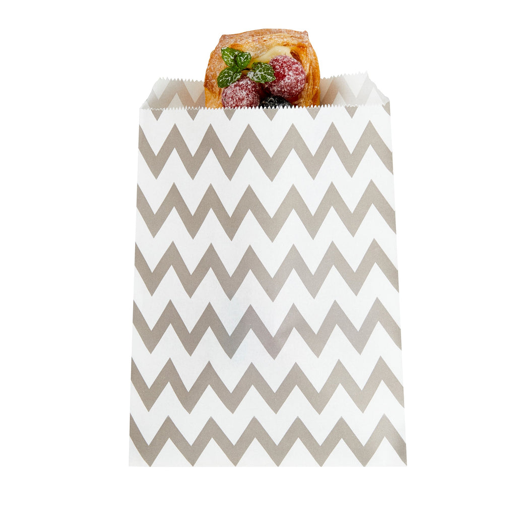 Bag Tek Rectangle Gray Paper Bag - Zig Zags - 7" x 5" - 100 count box