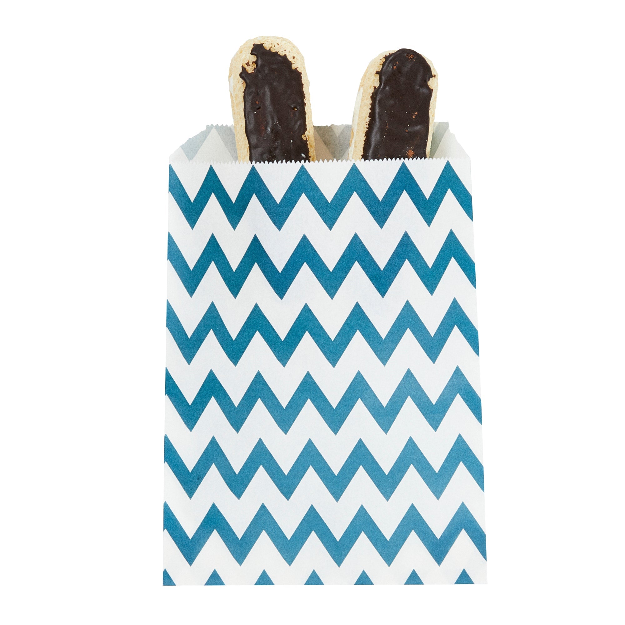 Bag Tek Rectangle Navy Blue Paper Bag - Zig Zags - 7" x 5" - 100 count box