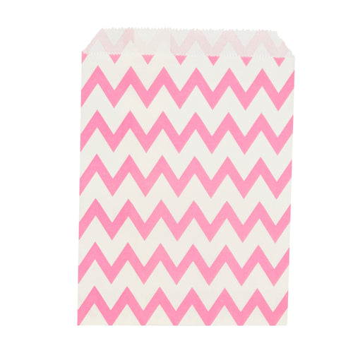 Bag Tek Rectangle Pink Paper Bag - Zig Zags - 7" x 5" - 100 count box
