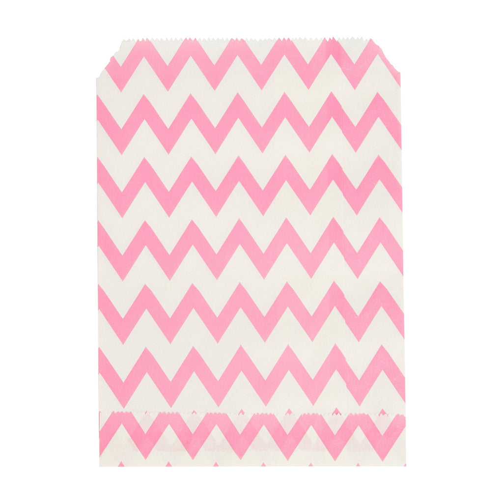 Bag Tek Rectangle Pink Paper Bag - Zig Zags - 7" x 5" - 100 count box
