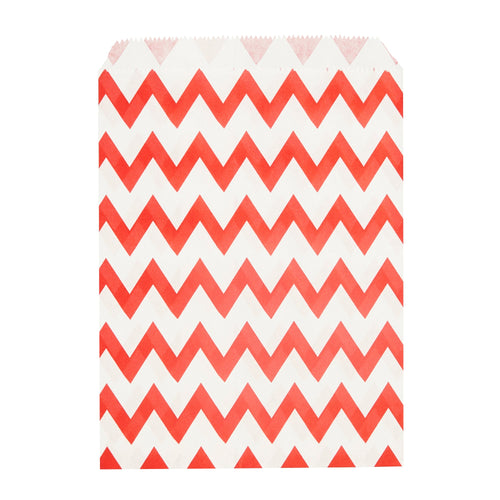 Bag Tek Rectangle Red Paper Bag - Zig Zags - 7" x 5" - 100 count box