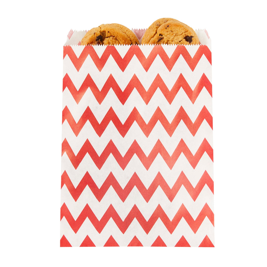Bag Tek Rectangle Red Paper Bag - Zig Zags - 7" x 5" - 100 count box