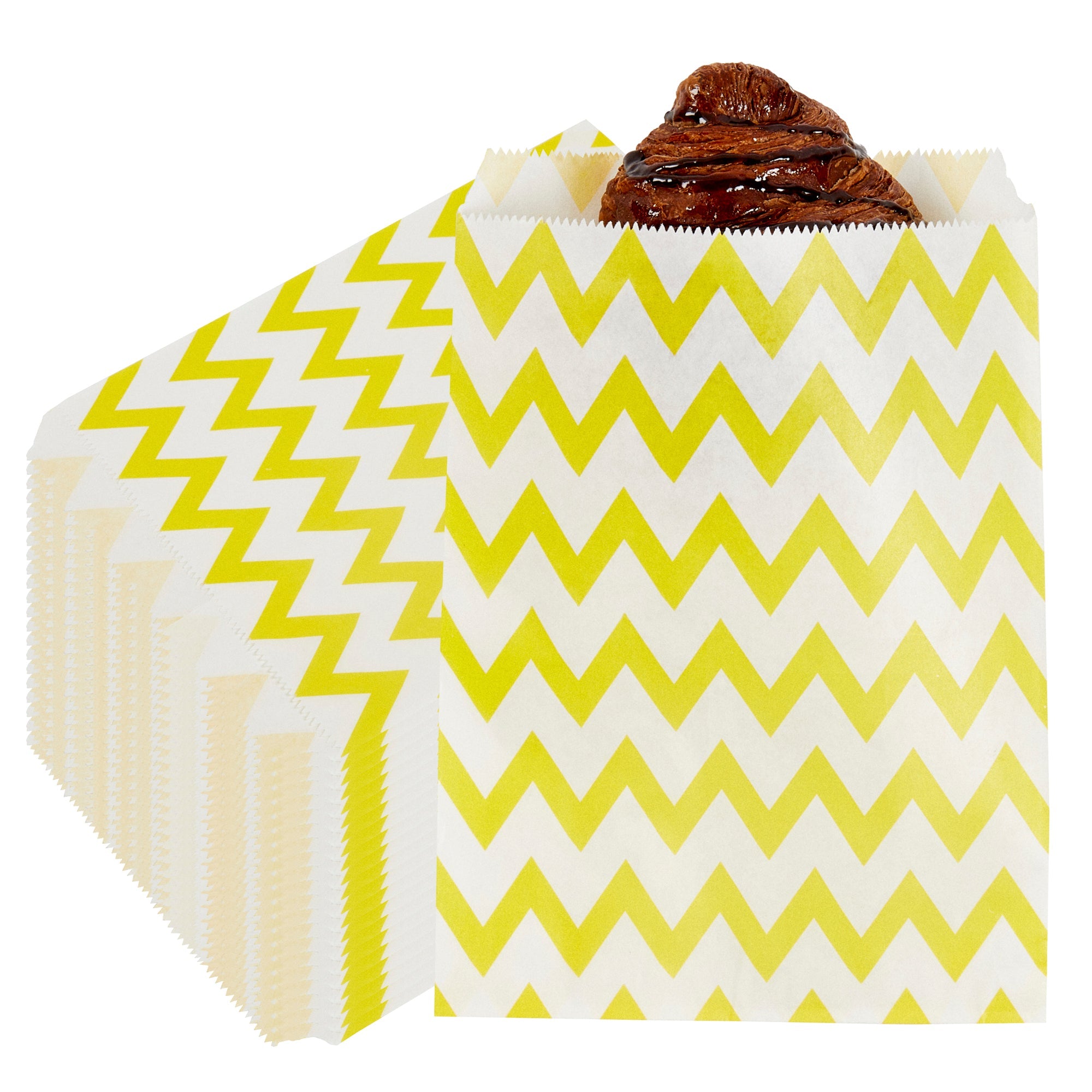 Bag Tek Rectangle Yellow Paper Bag - Zig Zags - 7" x 5" - 100 count box