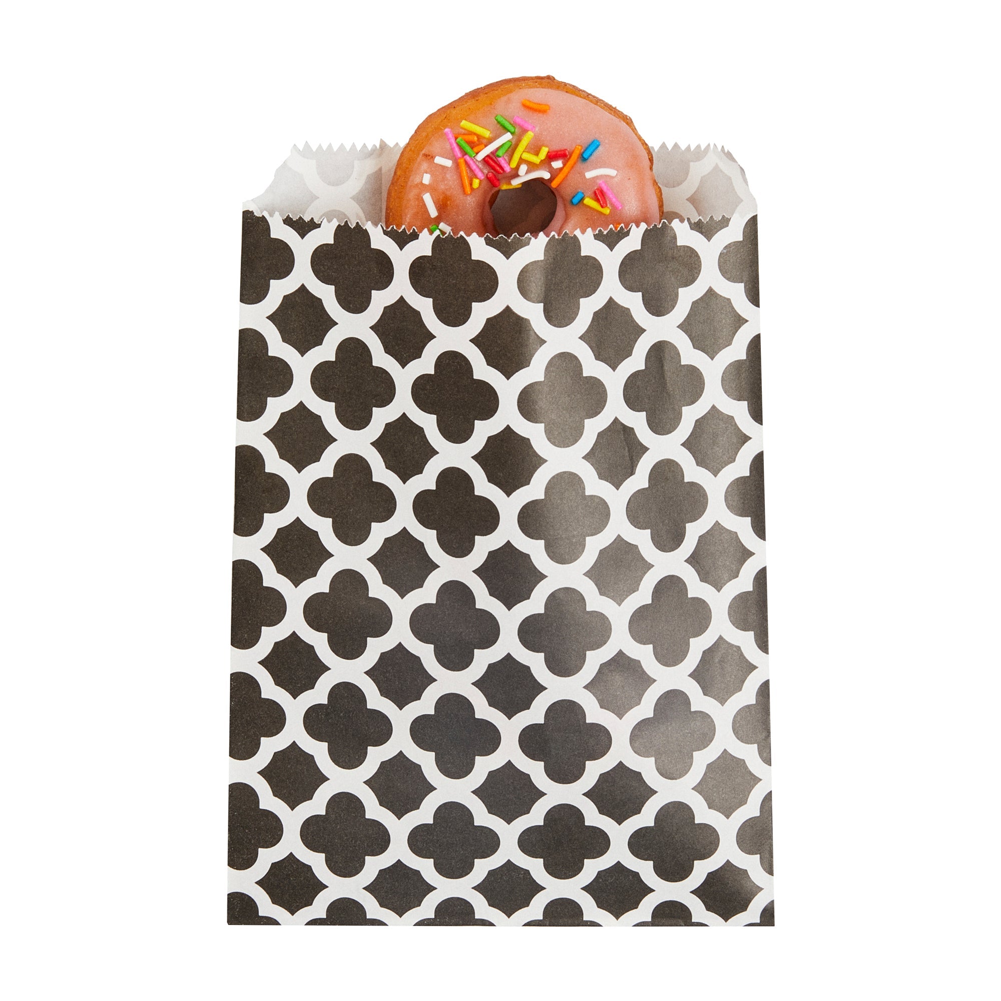 Bag Tek Rectangle Black Paper Bag - Asian Monogram - 7" x 5" - 100 count box