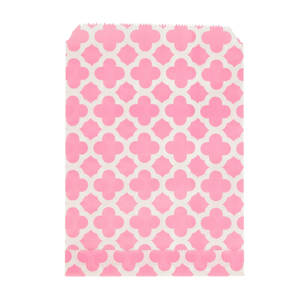 Bag Tek Rectangle Pink Paper Bag - Asian Monogram - 7" x 5" - 100 count box