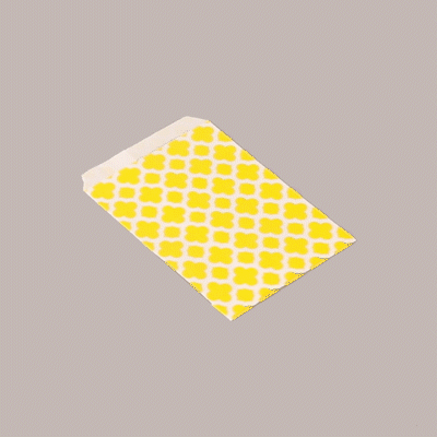 Bag Tek Rectangle Yellow Paper Bag - Asian Monogram - 7" x 5" - 100 count box