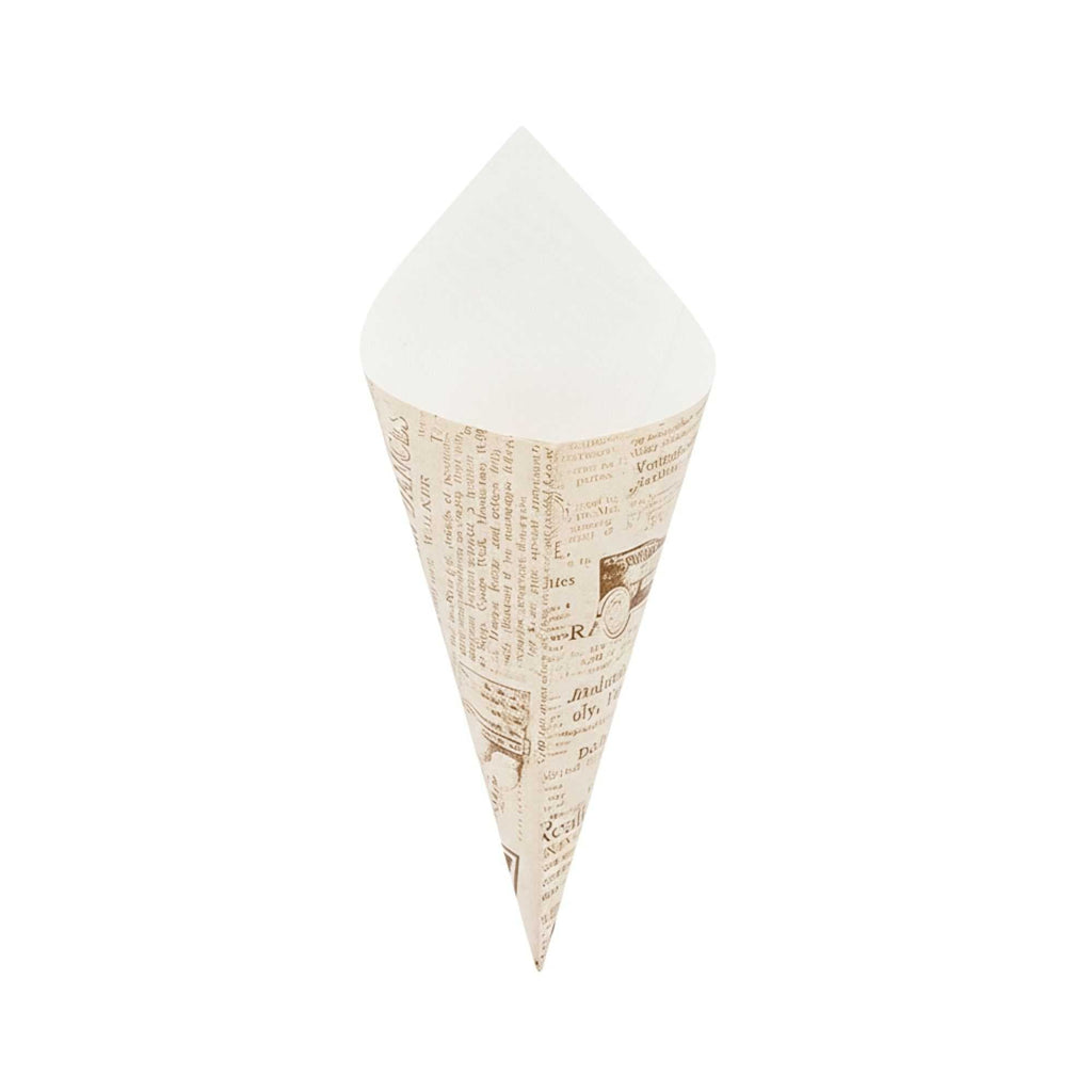 Cone Tek Newsprint Paper Food Cone - 9 1/2" x 4 1/2" - 100 count box