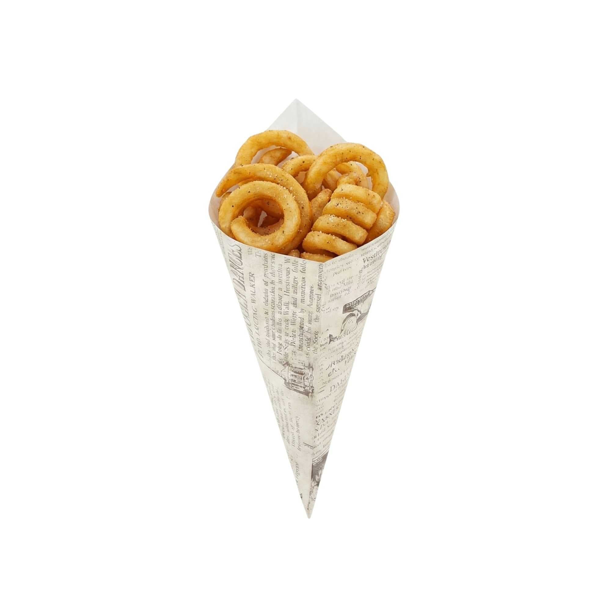 Cone Tek Newsprint Paper Food Cone - 11 1/2" x 5 1/2" - 100 count box