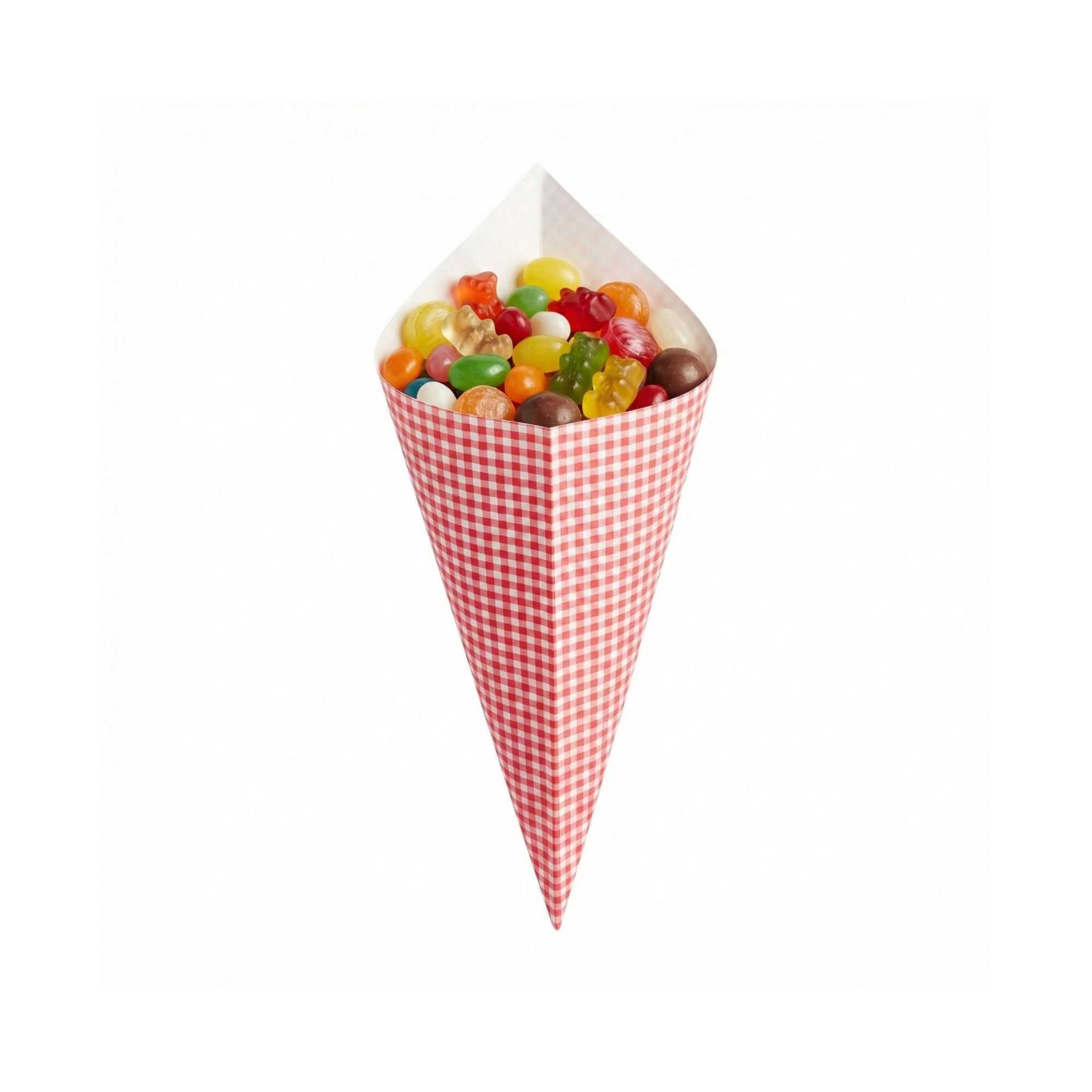 Cone Tek Picnic Print Paper Food Cone - 11 1/2" x 5 1/2" - 100 count box