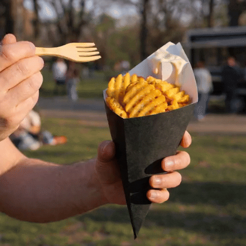 Cone Tek Black Paper Food Cone - with Dipping Pocket - 9 1/2" x 5 1/2" - 100 count box