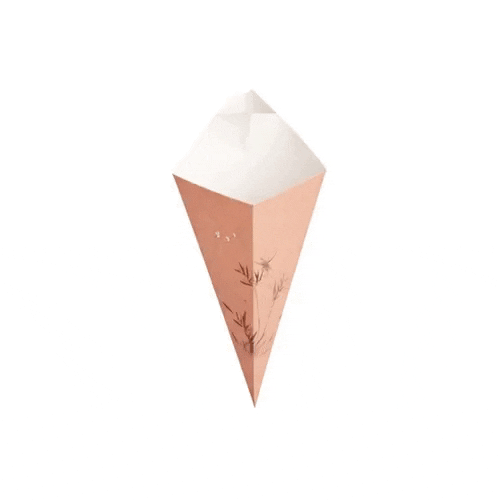 Cone Tek Bamboo Print Paper Food Cone - with Dipping Pocket - 9 1/2" x 5 1/2" - 100 count box