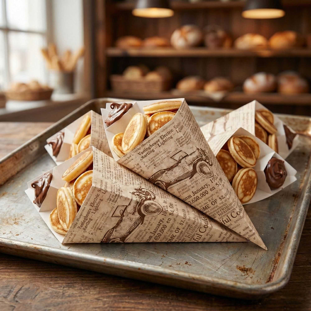 Cone Tek Newsprint Paper Food Cone - with Dipping Pocket - 11" x 6 1/2" - 100 count box