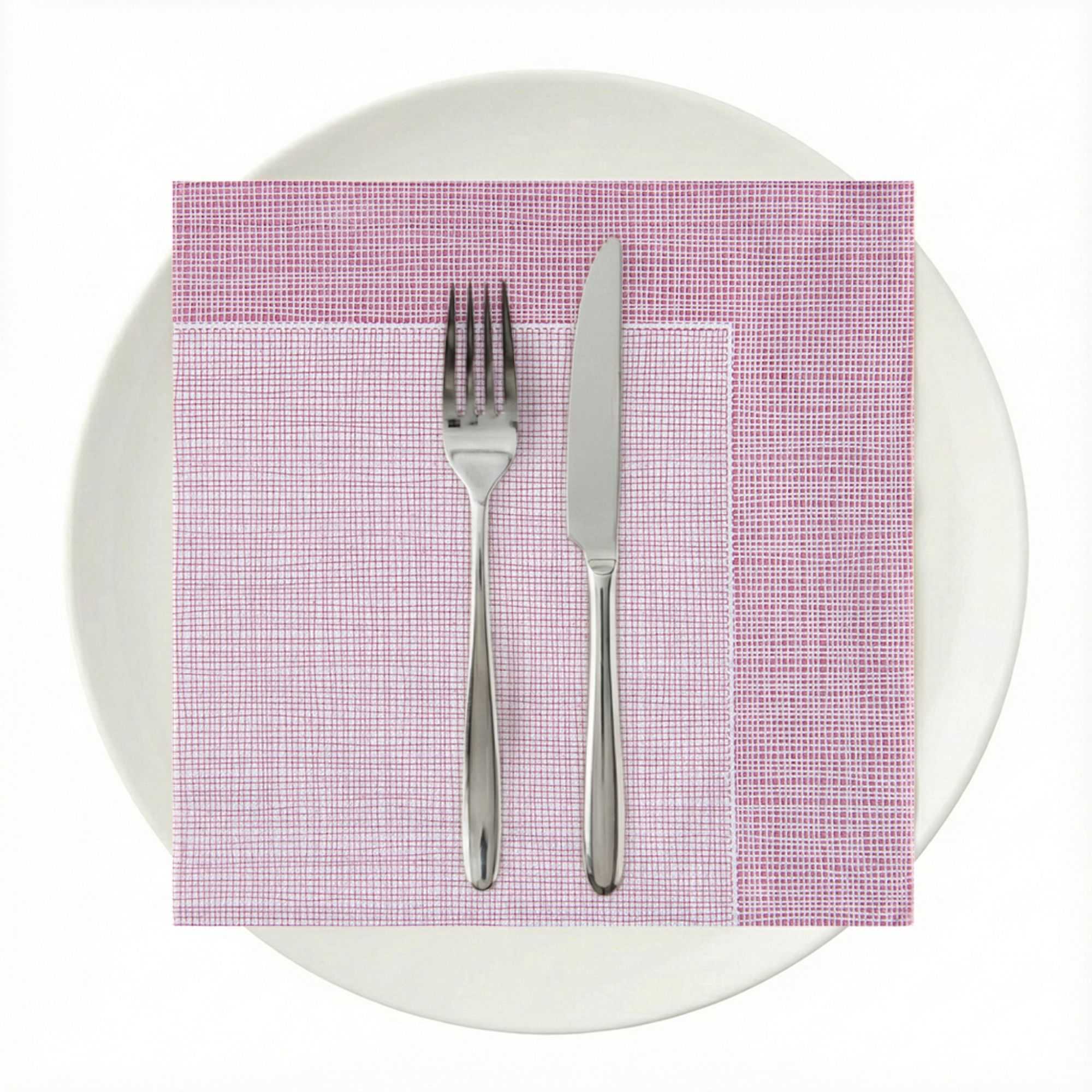 Luxenap Square White Paper Napkin - Super Lux, with Burgundy Threads - 15 3/4" x 15 3/4" - 25 count box