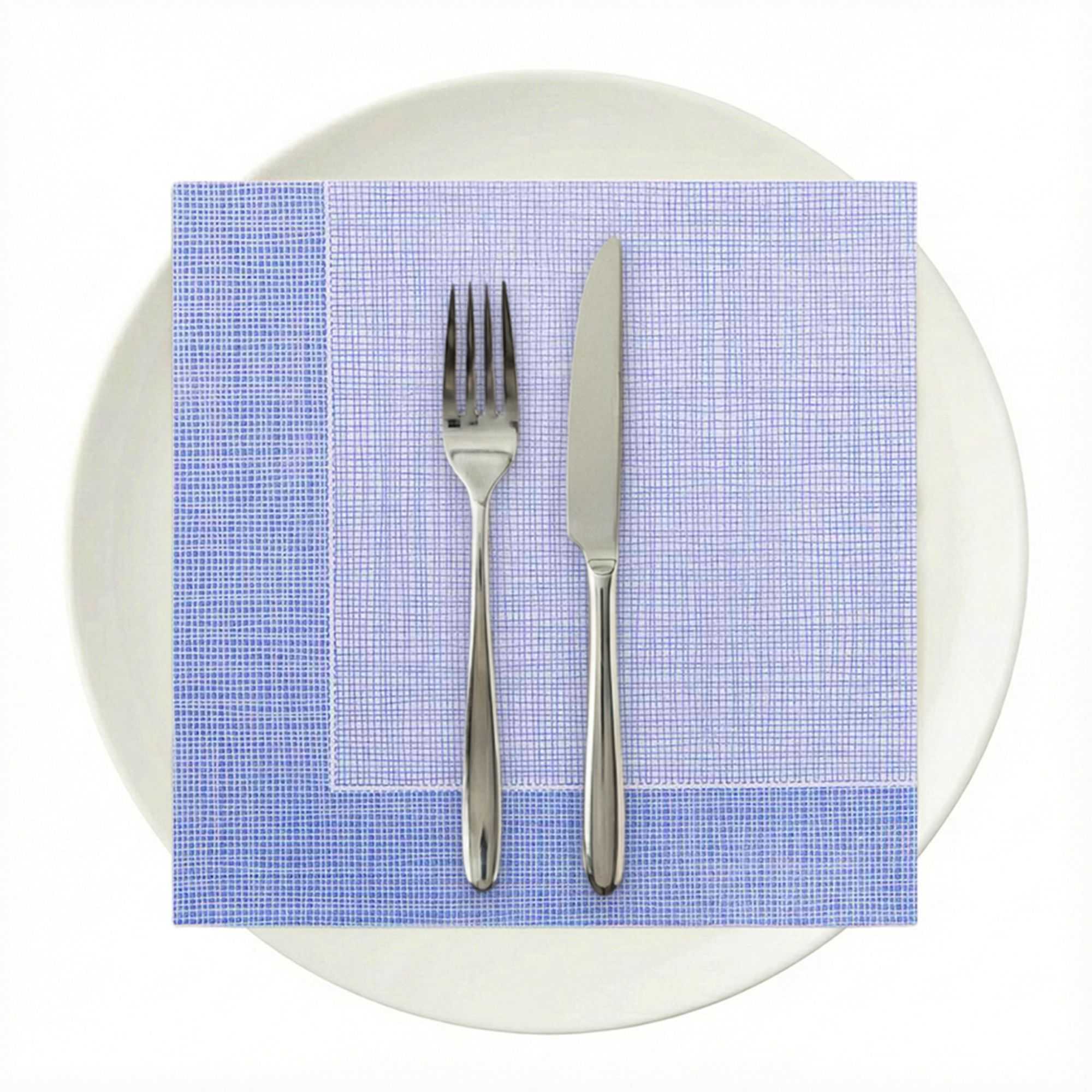 Luxenap Square White Paper Napkin - Super Lux, with Blue Threads - 15 3/4" x 15 3/4" - 25 count box