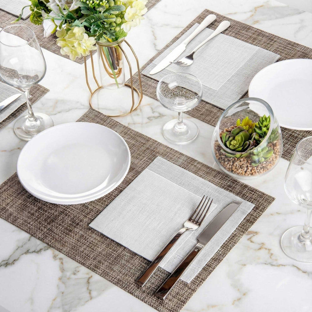 Luxenap Square White Paper Napkin - Air Laid, with Gray Threads - 15 3/4" x 15 3/4" - 25 count box