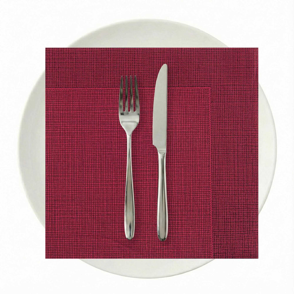 Luxenap Square Bordeaux Paper Napkin - Air Laid, with Black Threads - 15 3/4" x 15 3/4" - 25 count box