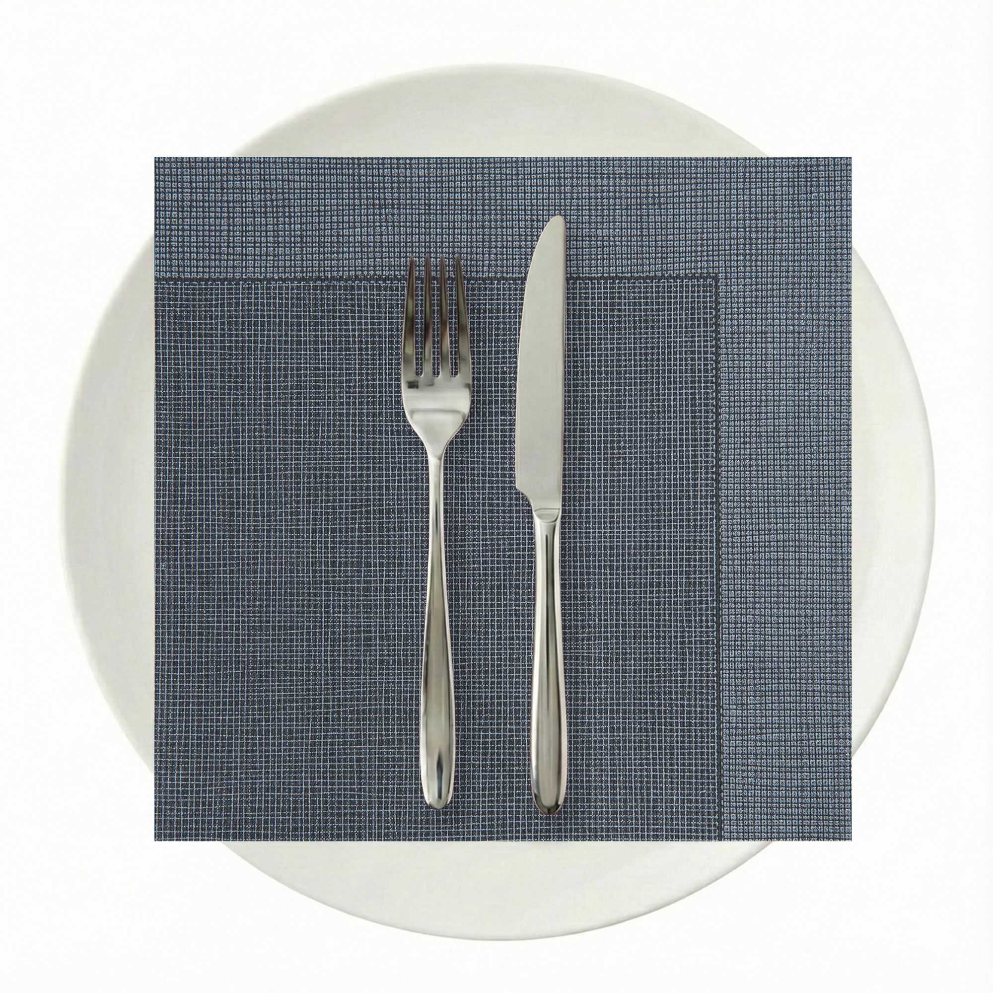 Luxenap Square Black Paper Napkin - Air Laid, with White Threads - 15 3/4" x 15 3/4" - 25 count box