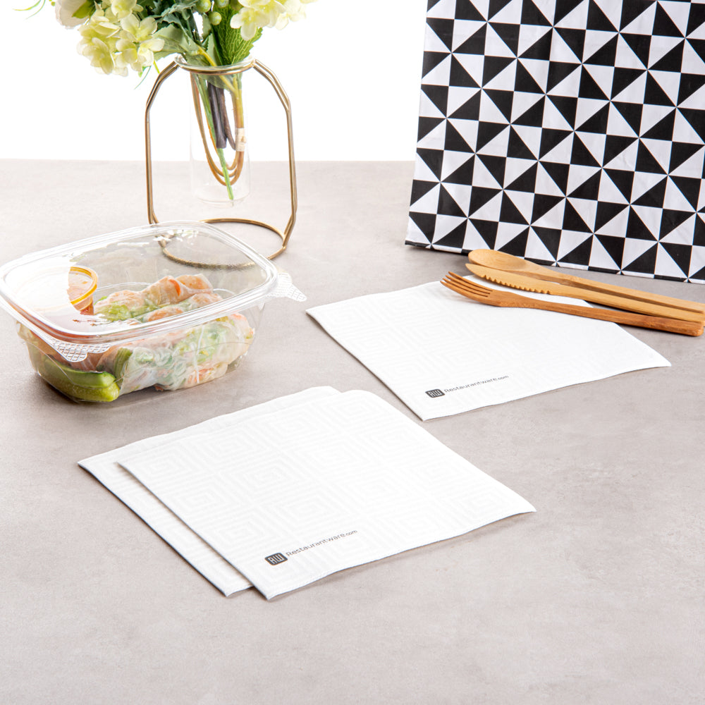 Luxenap Square Greco White Paper Napkin - Air Laid - 15 3/4" x 15 3/4" - 25 count box