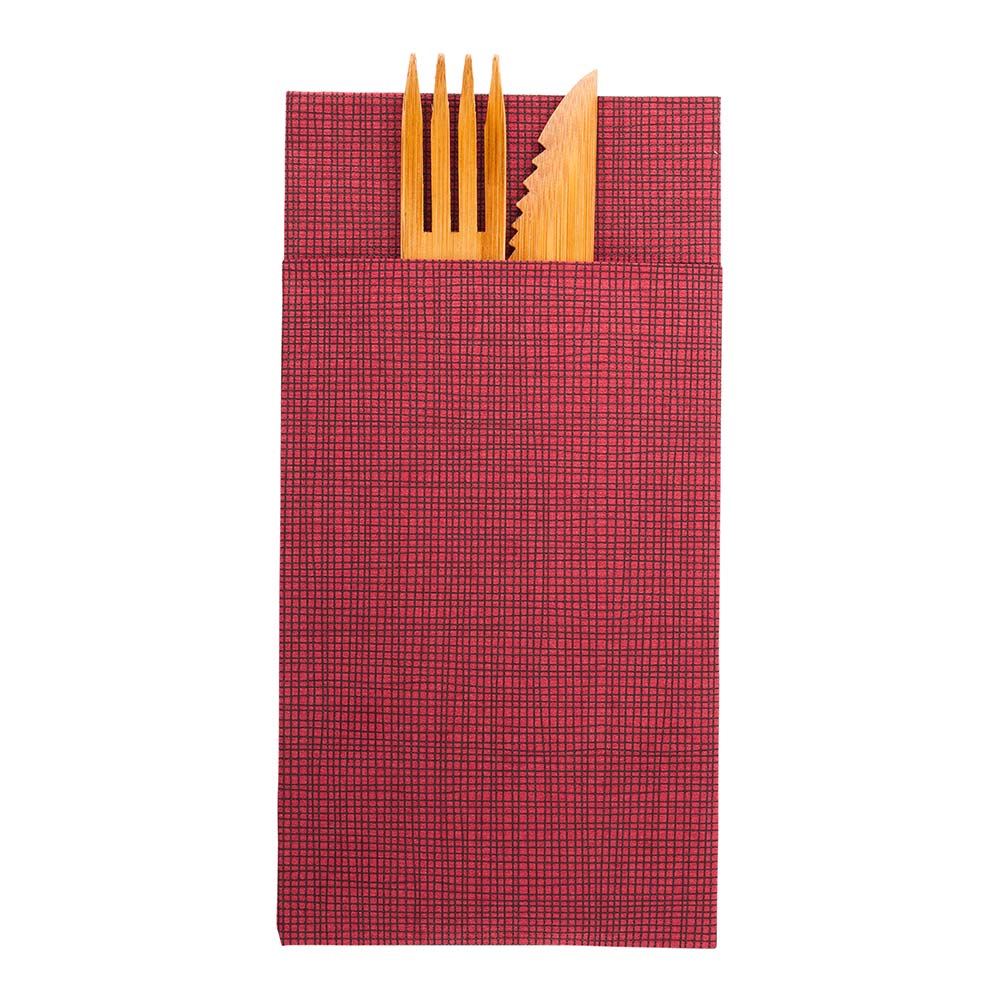 Luxenap Square Bordeaux Paper Napkin - Air Laid, Kangaroo, with Black Threads - 15 3/4" x 15 3/4" - 40 count box