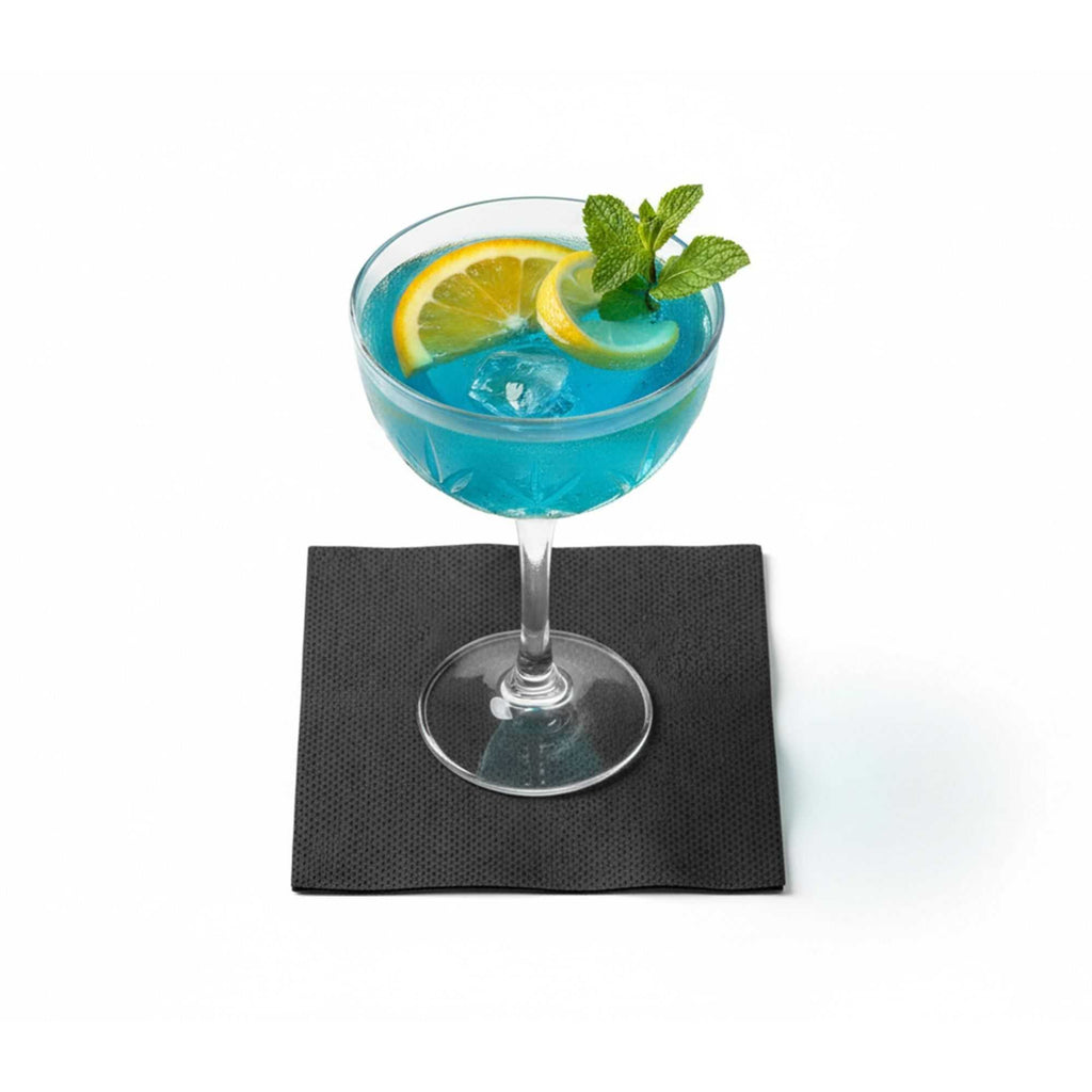 Luxenap Square Black Paper Cocktail Napkin - Micropoint, 2-Ply - 7 3/4" x 7 3/4" - 100 count box