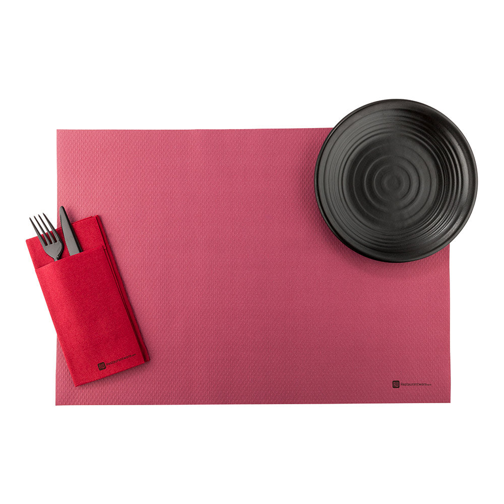 Chef 101 Rectangle Burgundy Paper Placemat - Heavy Weight, Single-Use - 20" x 14" - 1000 count box