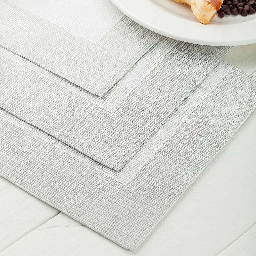 Luxenap Square White Paper Napkin - Air Laid, with Gray Threads - 15 3/4" x 15 3/4" - 600 count box