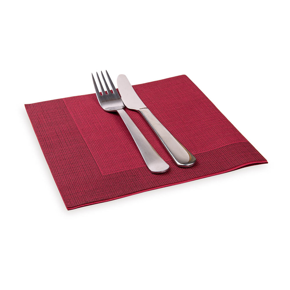 Luxenap Square Bordeaux Paper Napkin - Air Laid, with Black Threads - 15 3/4" x 15 3/4" - 600 count box