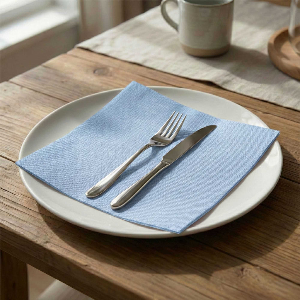 Luxenap Square Celeste Denim Paper Napkin - Air Laid - 15 3/4" x 15 3/4" - 600 count box