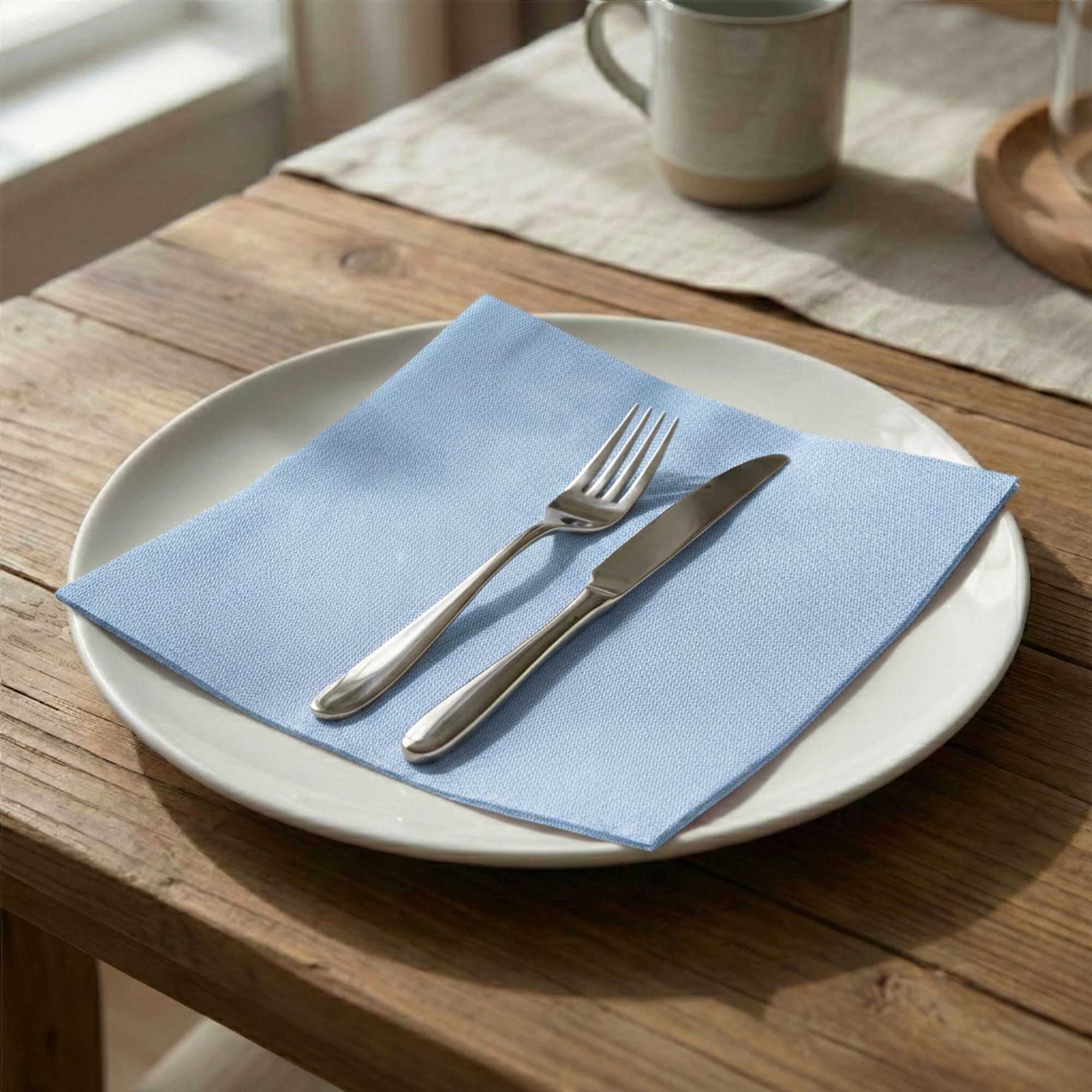 Luxenap Square Celeste Denim Paper Napkin - Air Laid - 15 3/4" x 15 3/4" - 600 count box