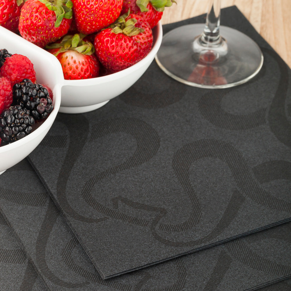 Luxenap Square Vintage Black Paper Napkin - Air Laid - 15 3/4" x 15 3/4" - 600 count box