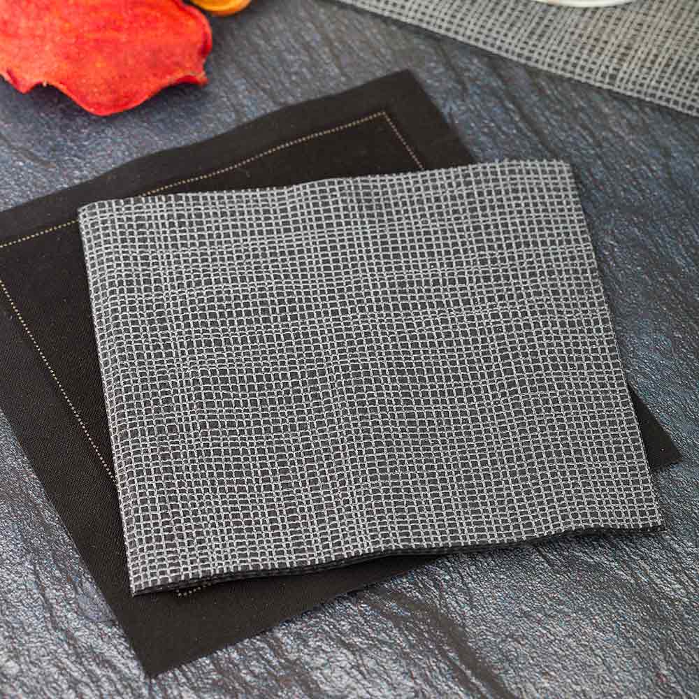 Luxenap Square Black Paper Cocktail Napkin - Micropoint, 2-Ply, with White Threads - 7 3/4" x 7 3/4" - 4800 count box
