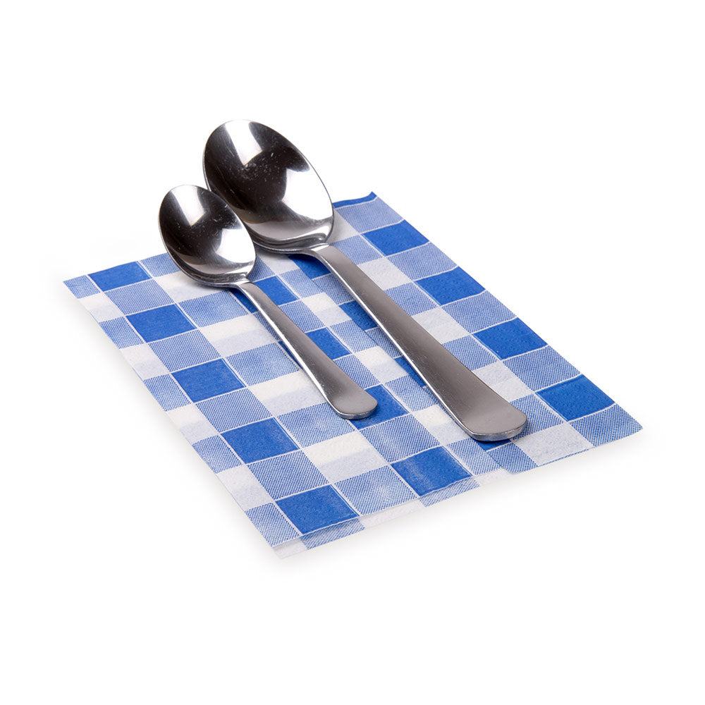 Luxenap Rectangle Blue Paper Napkin - Picnic Print, 1-Ply - 7" x 13 1/2" - 100 count box
