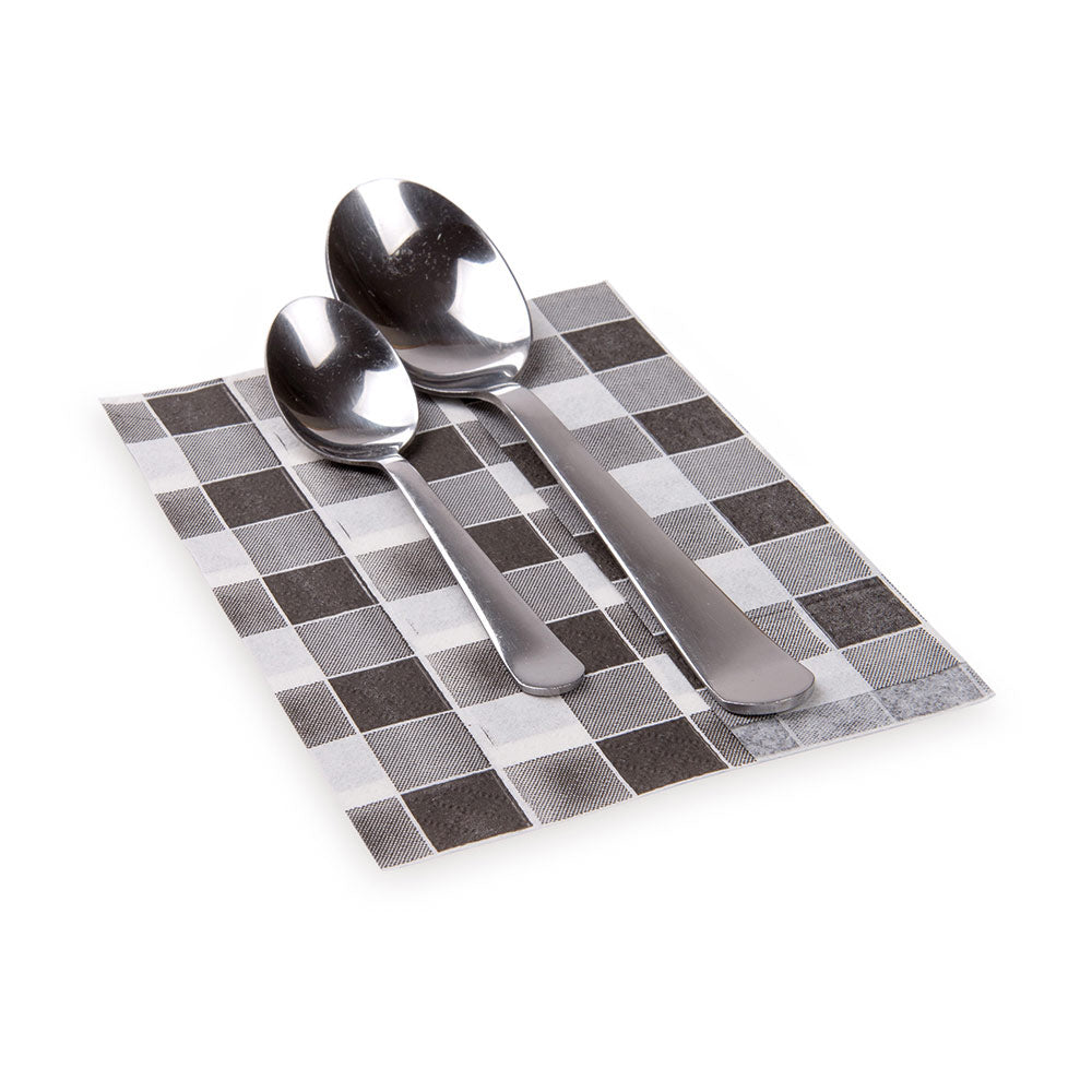 Luxenap Rectangle Black Paper Napkin - Picnic Print, 1-Ply - 7" x 13 1/2" - 100 count box
