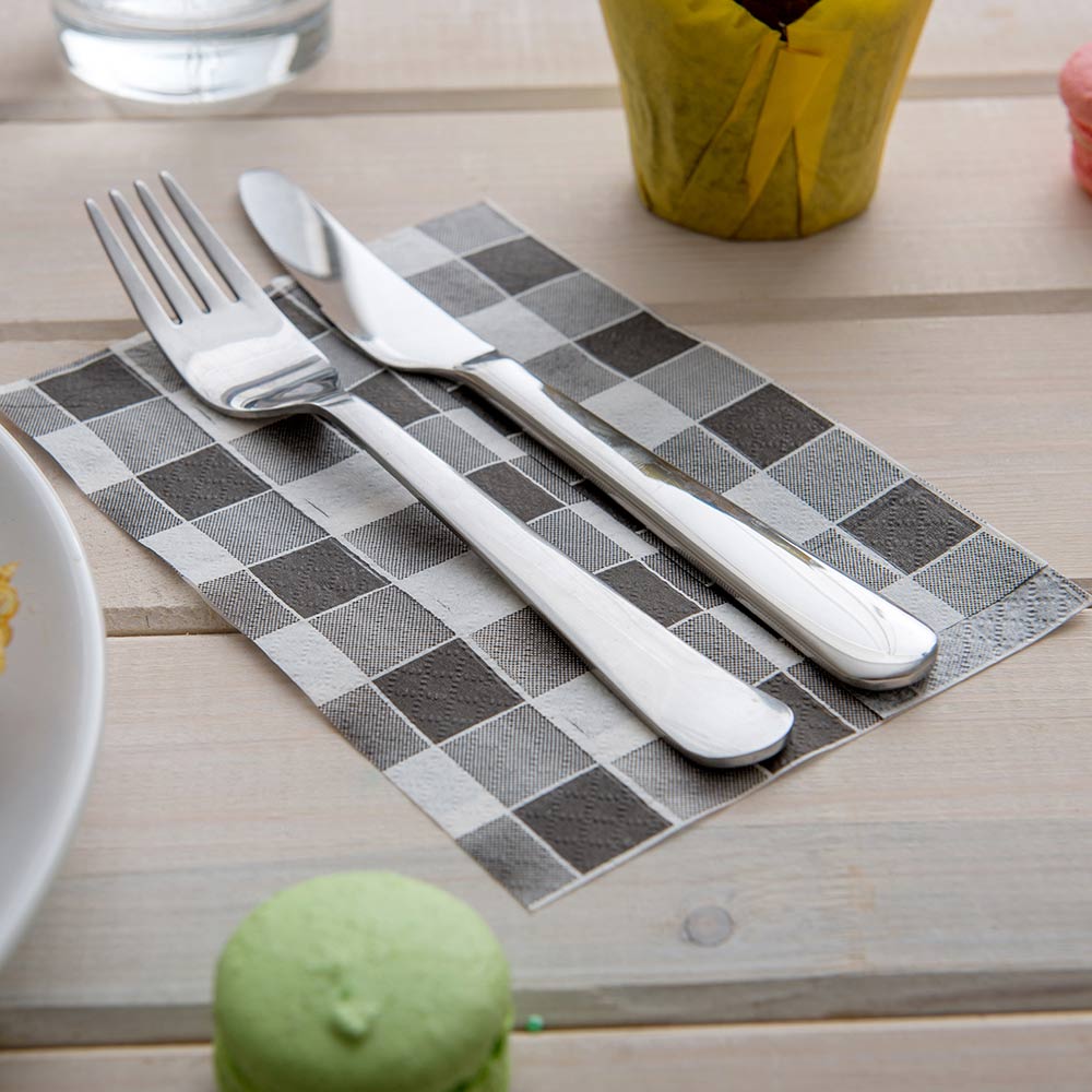 Luxenap Rectangle Black Paper Napkin - Picnic Print, 1-Ply - 7" x 13 1/2" - 100 count box