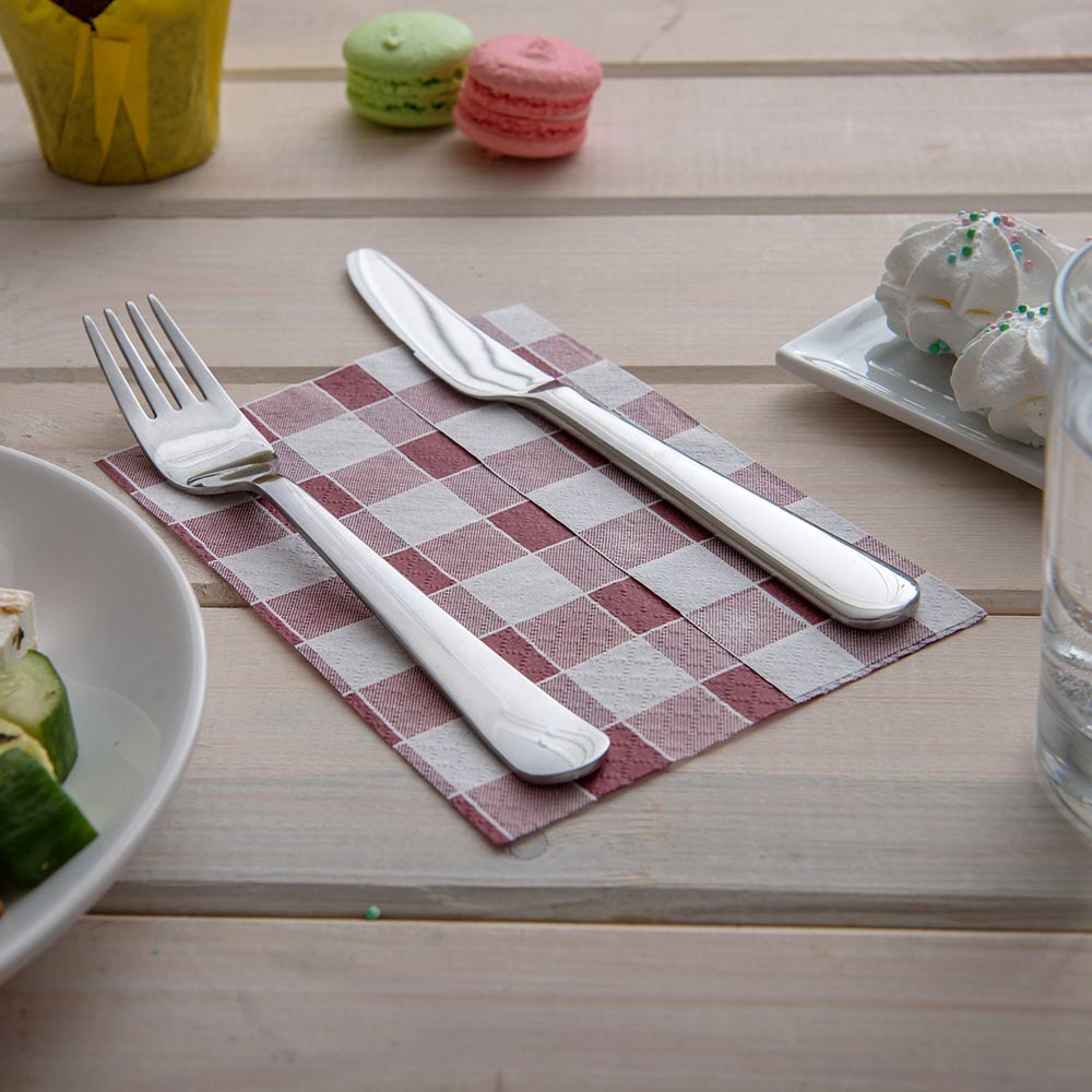 Luxenap Rectangle Bordeaux Paper Napkin - Picnic Print, 1-Ply - 7" x 13 1/2" - 7000 count box