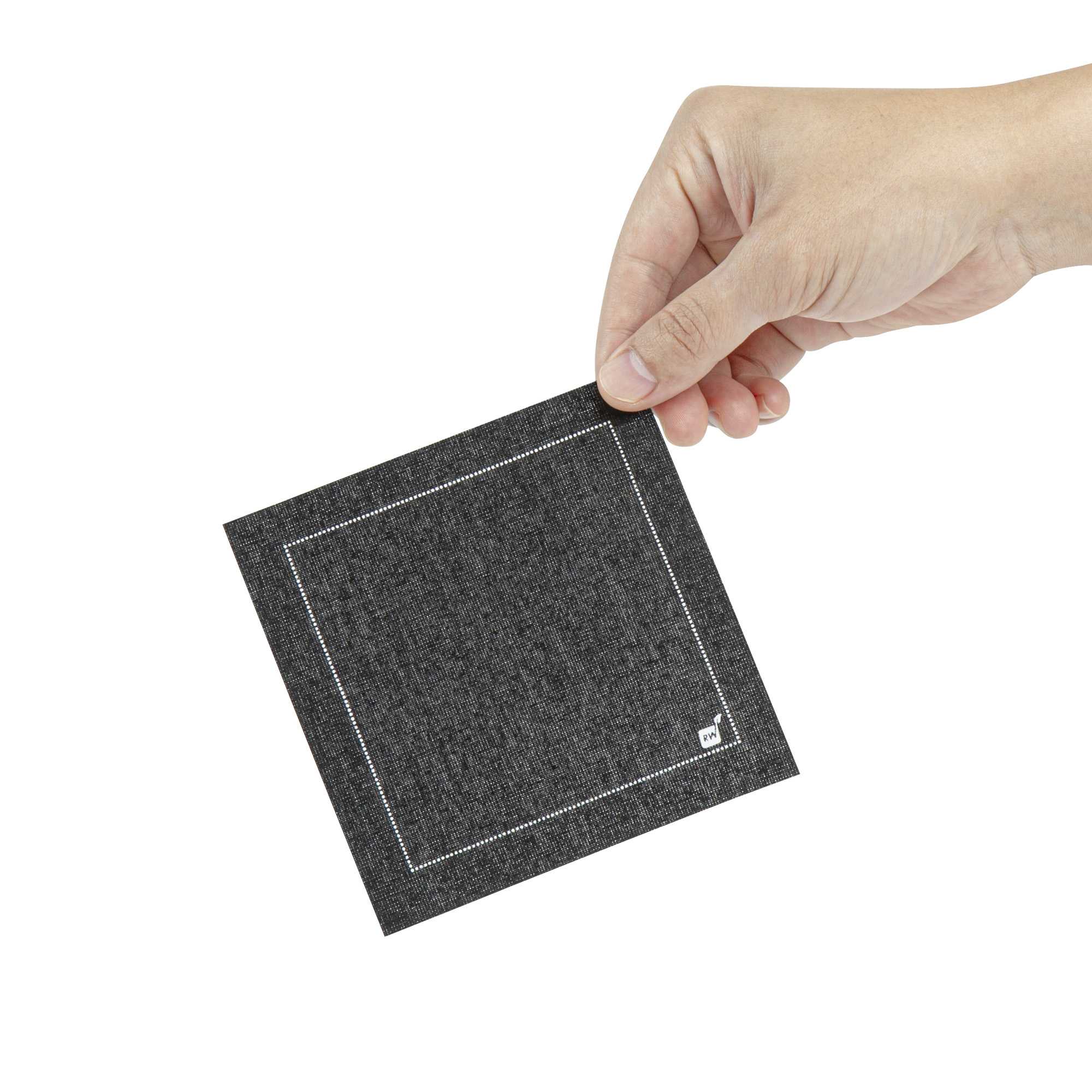 Luxenap Square Black Cotton Cocktail Napkin - Organic, Disposable - 4 1/2" x 4 1/2" - 50 count box