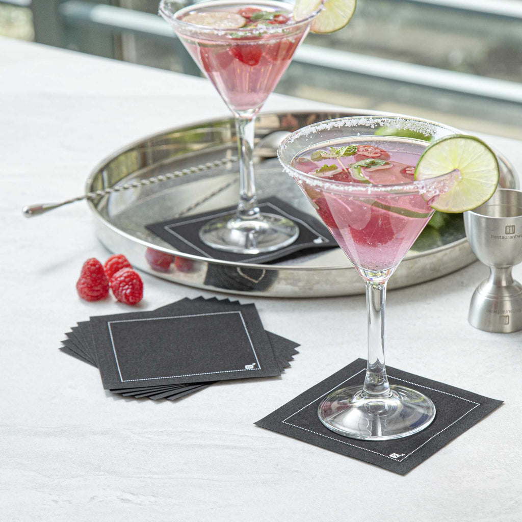 Luxenap Square Black Cotton Cocktail Napkin - Organic, Disposable - 4 1/2" x 4 1/2" - 50 count box