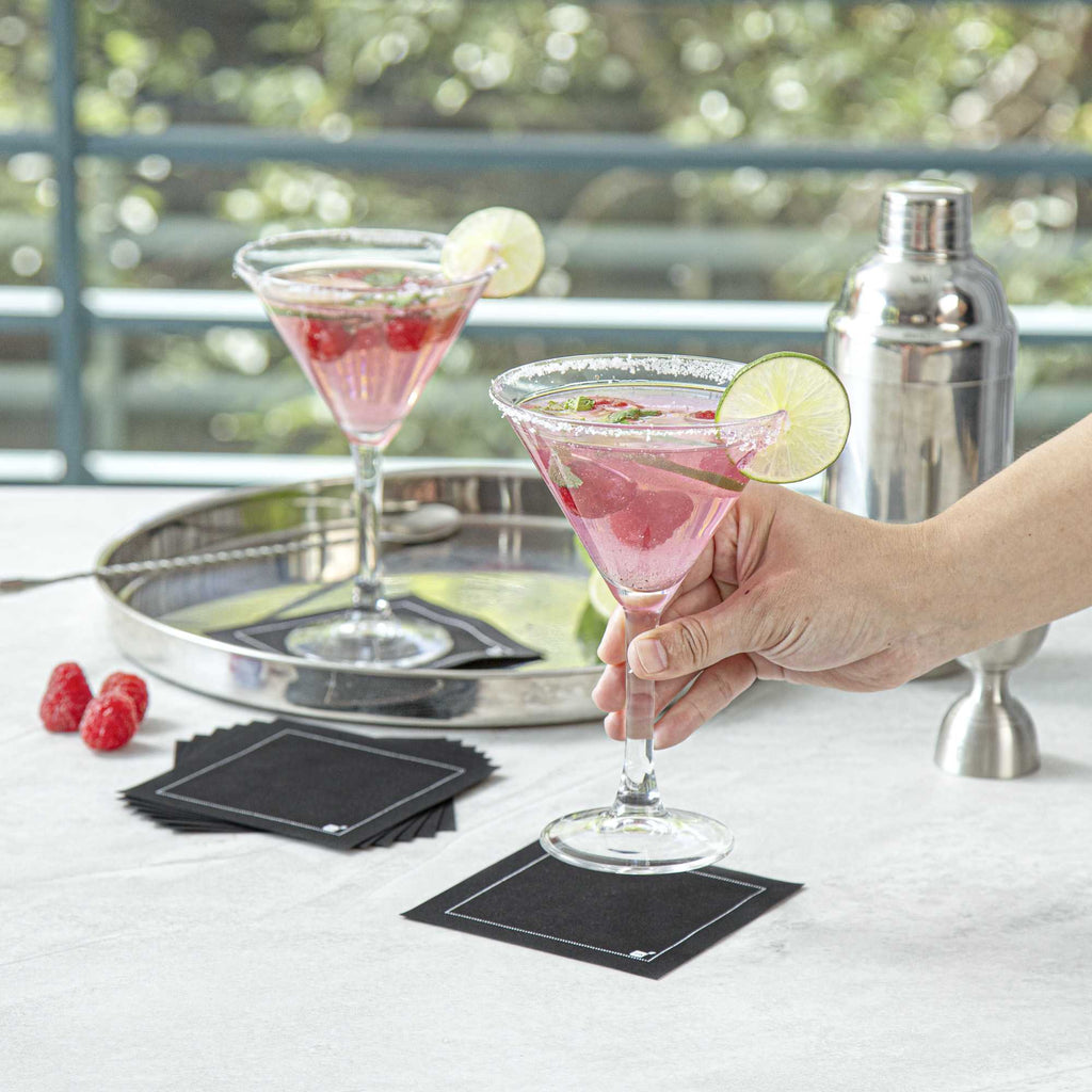 Luxenap Square Black Cotton Cocktail Napkin - Organic, Disposable - 4 1/2" x 4 1/2" - 50 count box