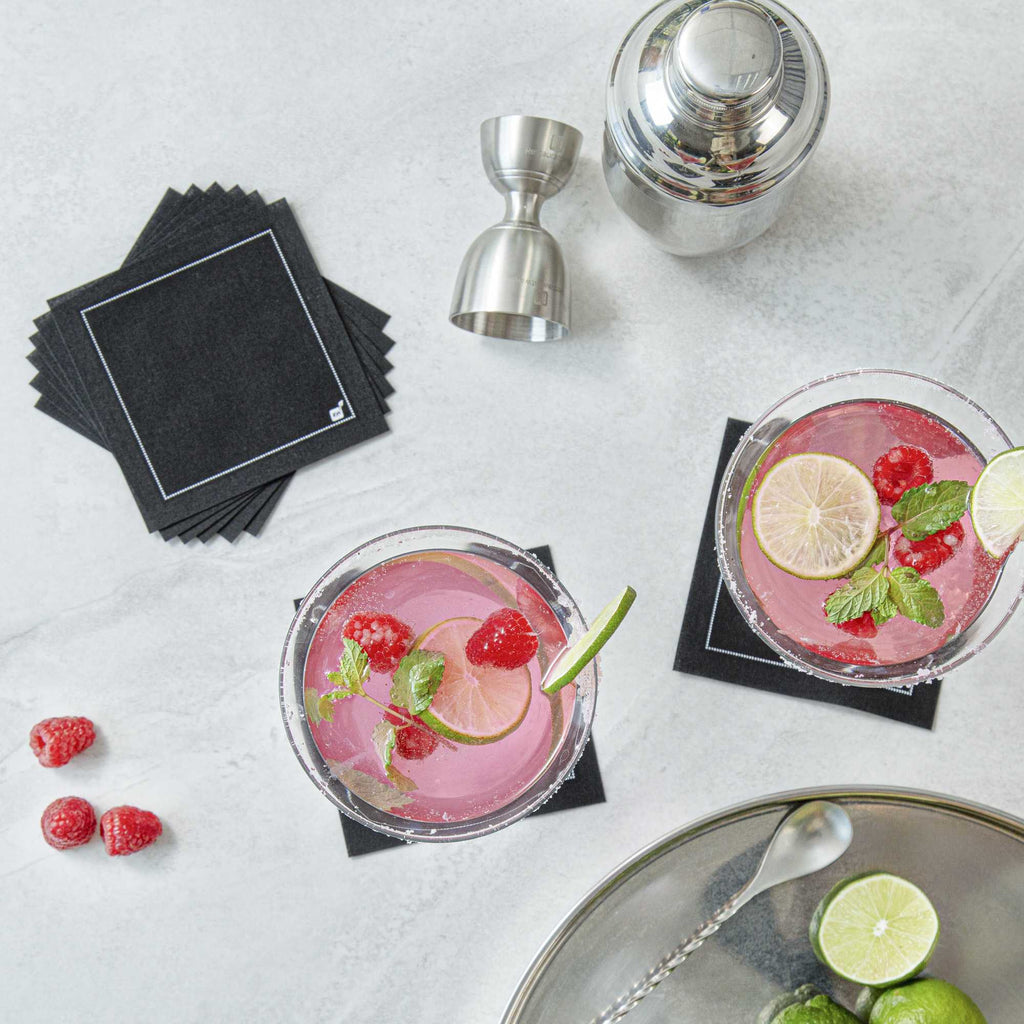 Luxenap Square Black Cotton Cocktail Napkin - Organic, Disposable - 4 1/2" x 4 1/2" - 50 count box